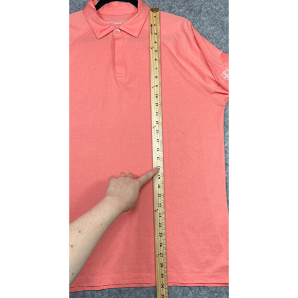 Peter Millar Crown Sport Men Polo Shirt Golf The Country Club Brookline Orange L - Picture 10 of 10